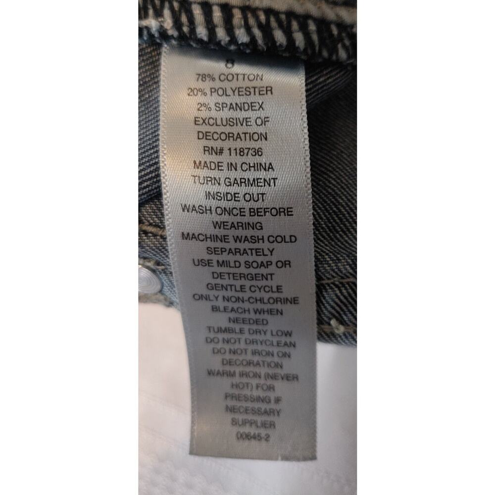 ANA Blue Denim Capris Jeans Women's SIZE 8 BLING Y2K Rhinestones Embellished 8 - Picture 13 of 14
